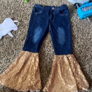 Gold sequin bell bottoms